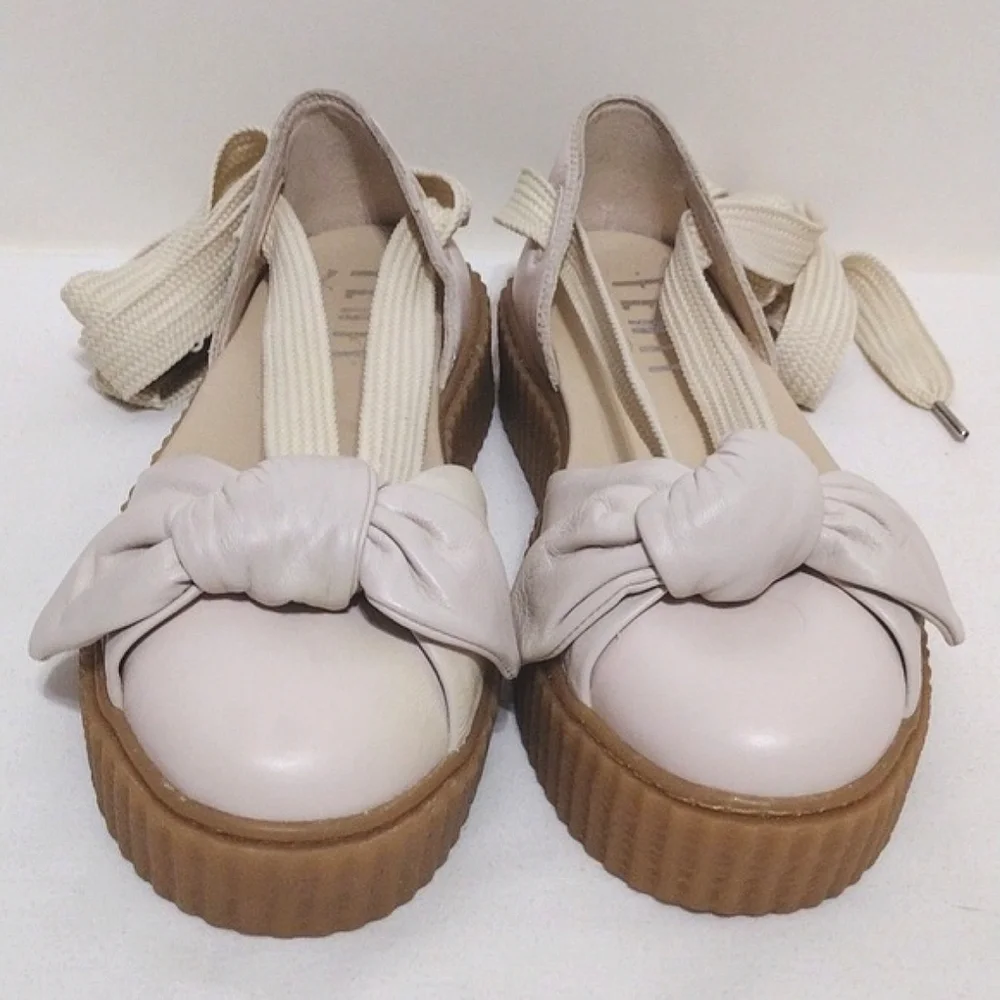 Fenty Puma by Rihanna Bow Creeper Platform Sandals 7.5 Gladiator Lace Up Trendy
